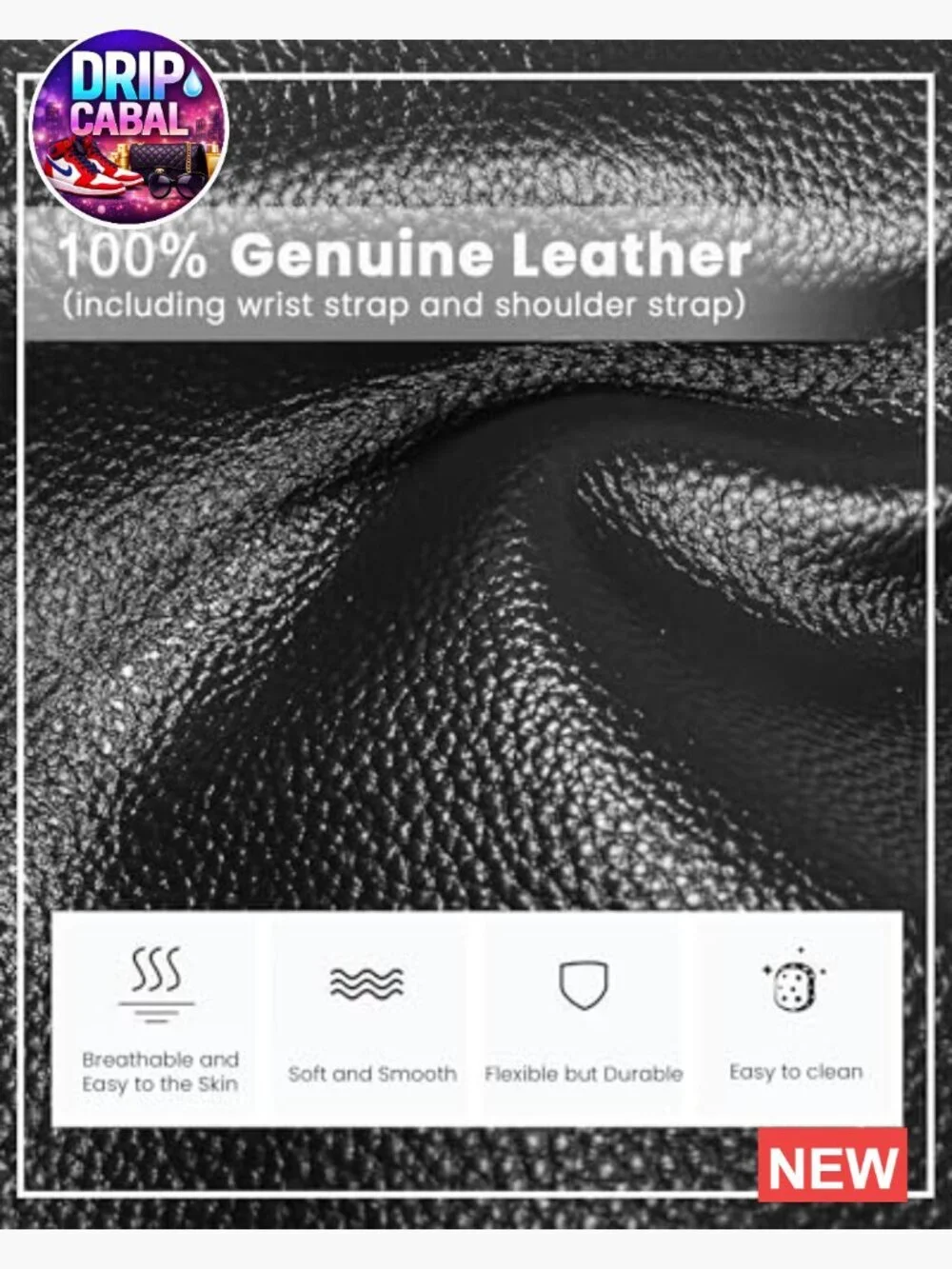 Genuine Leather Wristlet Crossbody Bag with RFID Blocking